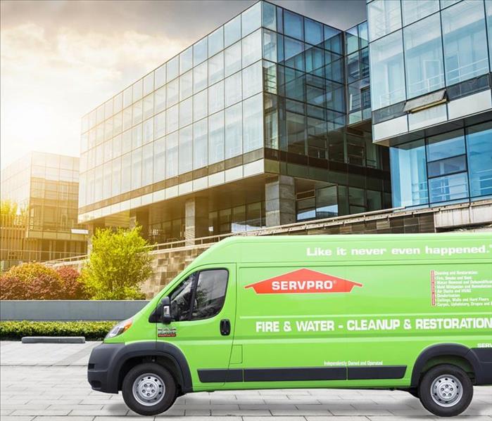 SERVPRO vehicle outside of building