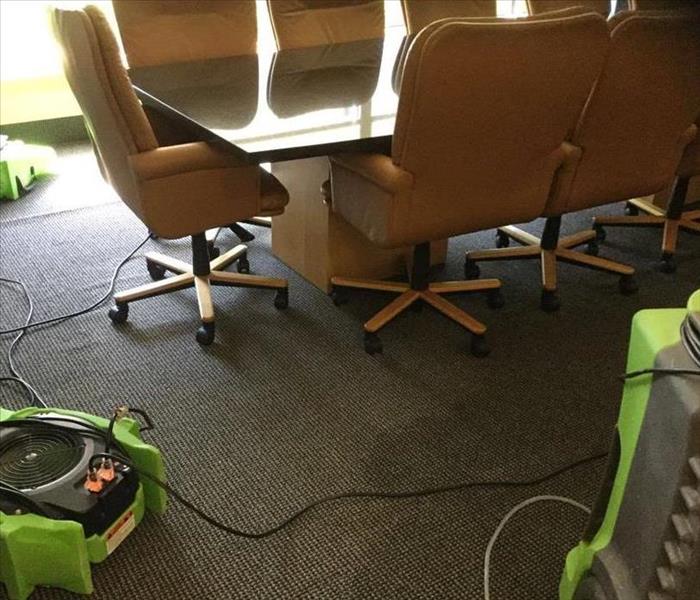 SERVPRO air movers in conference room